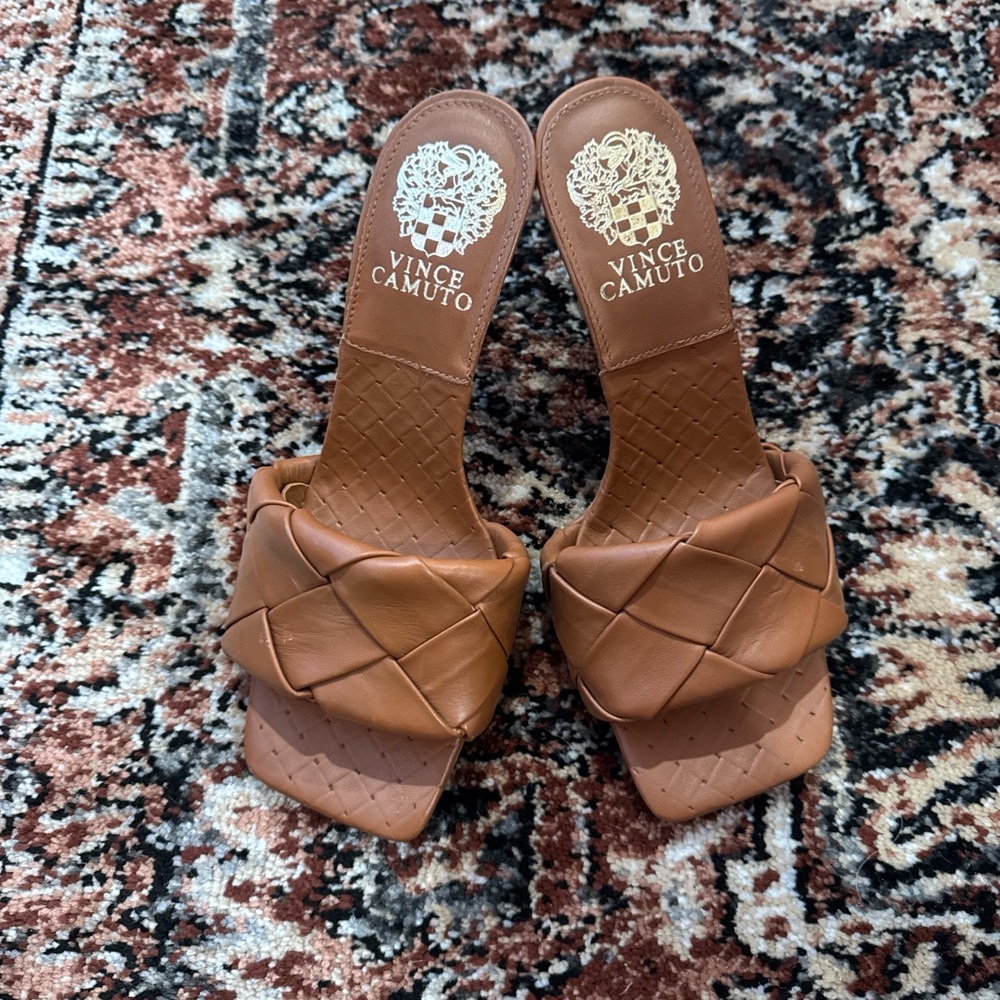 Vince Camuto Tan Braided Leather Sandals